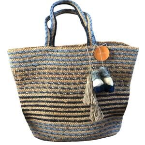C&C California - NWT Large Woven Jute Tote Bag with Tassels
